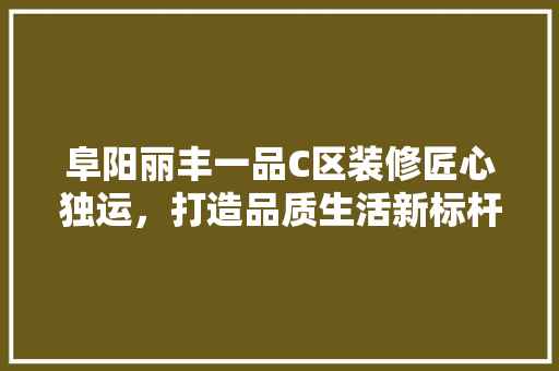 阜阳丽丰一品C区装修匠心独运，打造品质生活新标杆