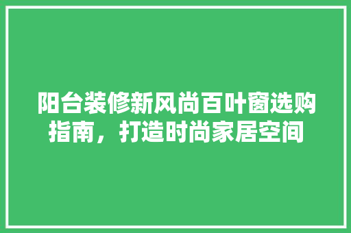 阳台装修新风尚百叶窗选购指南，打造时尚家居空间