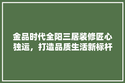 金品时代全阳三居装修匠心独运，打造品质生活新标杆