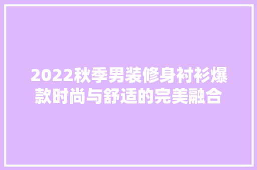 2022秋季男装修身衬衫爆款时尚与舒适的完美融合