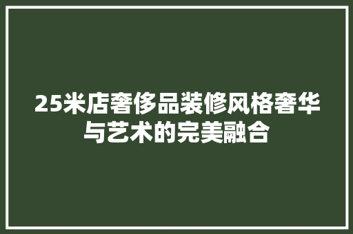 25米店奢侈品装修风格奢华与艺术的完美融合