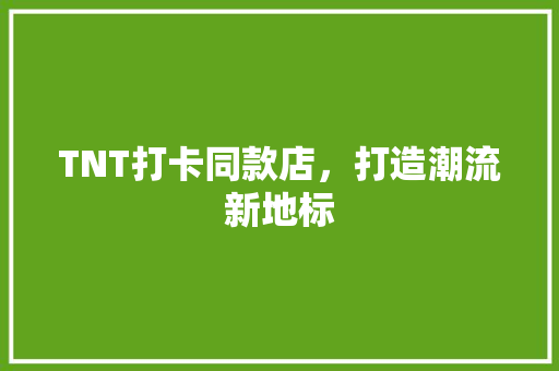 TNT打卡同款店，打造潮流新地标