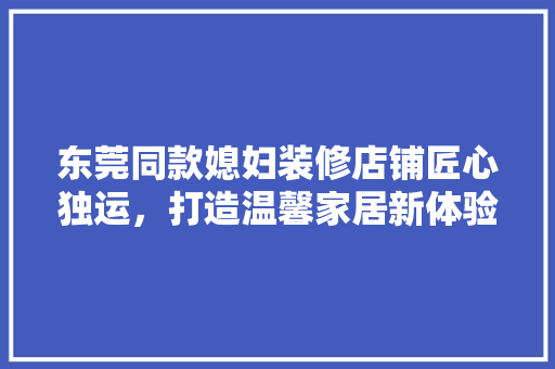 东莞同款媳妇装修店铺匠心独运，打造温馨家居新体验