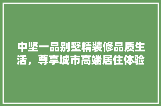 中坚一品别墅精装修品质生活，尊享城市高端居住体验