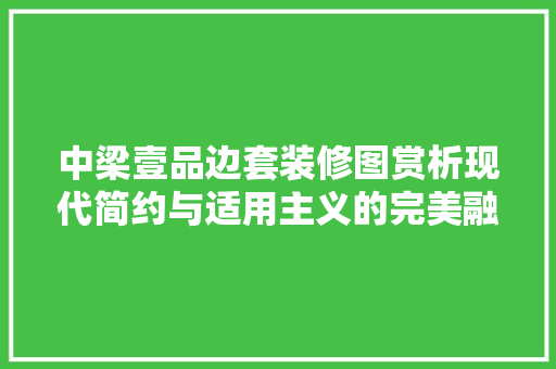 中梁壹品边套装修图赏析现代简约与适用主义的完美融合