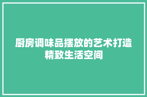厨房调味品摆放的艺术打造精致生活空间