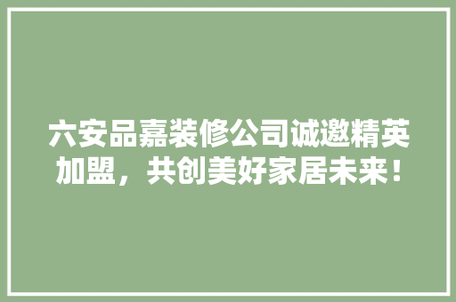 六安品嘉装修公司诚邀精英加盟，共创美好家居未来！