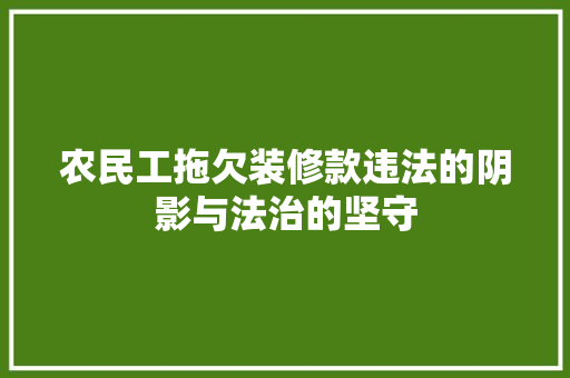 农民工拖欠装修款违法的阴影与法治的坚守