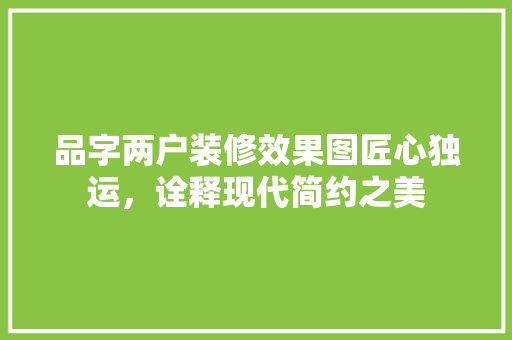 品字两户装修效果图匠心独运，诠释现代简约之美  第1张