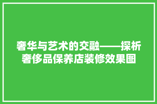 奢华与艺术的交融——探析奢侈品保养店装修效果图