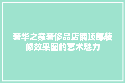 奢华之巅奢侈品店铺顶部装修效果图的艺术魅力