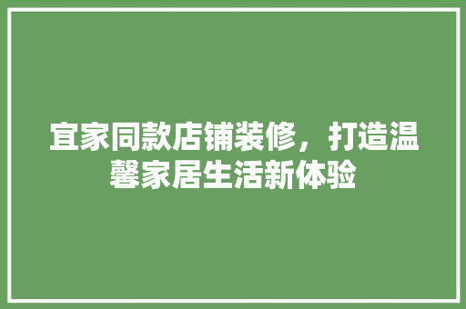 宜家同款店铺装修，打造温馨家居生活新体验