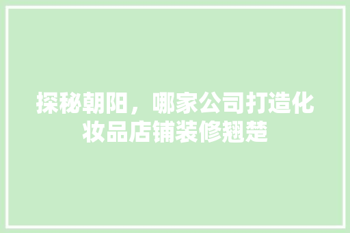 探秘朝阳，哪家公司打造化妆品店铺装修翘楚