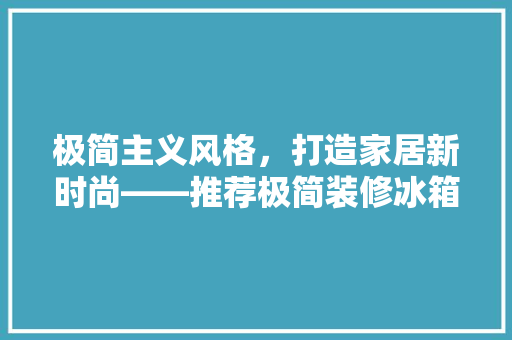 极简主义风格，打造家居新时尚——推荐极简装修冰箱
