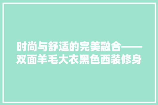 时尚与舒适的完美融合——双面羊毛大衣黑色西装修身款