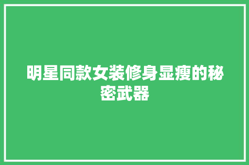 明星同款女装修身显瘦的秘密武器