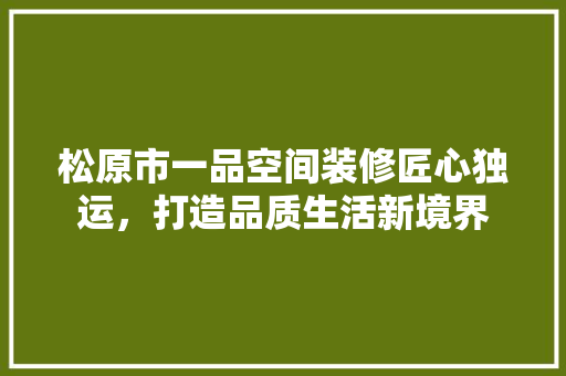 松原市一品空间装修匠心独运，打造品质生活新境界