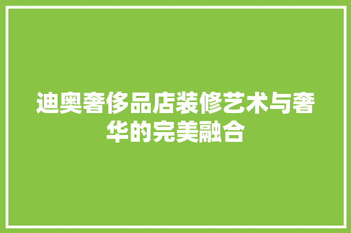 迪奥奢侈品店装修艺术与奢华的完美融合