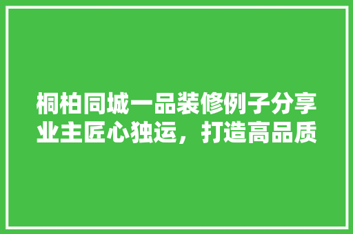 桐柏同城一品装修例子分享业主匠心独运，打造高品质家居空间  第1张