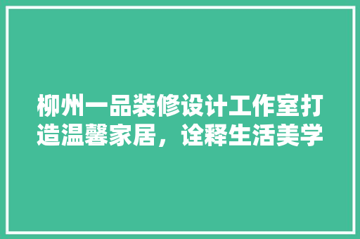 柳州一品装修设计工作室打造温馨家居，诠释生活美学