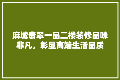 麻城翡翠一品二楼装修品味非凡，彰显高端生活品质