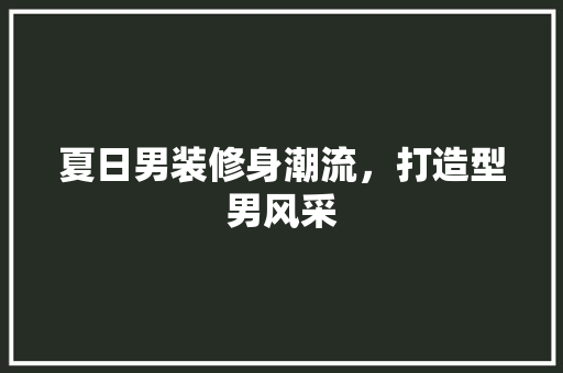 夏日男装修身潮流，打造型男风采