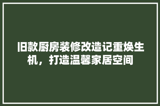 旧款厨房装修改造记重焕生机，打造温馨家居空间
