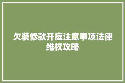 欠装修款开庭注意事项法律维权攻略