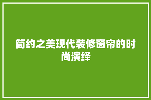 简约之美现代装修窗帘的时尚演绎
