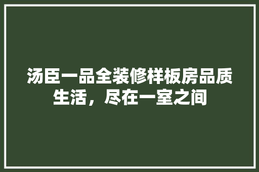 汤臣一品全装修样板房品质生活，尽在一室之间