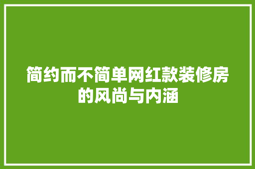 简约而不简单网红款装修房的风尚与内涵