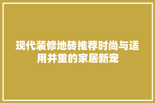 现代装修地砖推荐时尚与适用并重的家居新宠