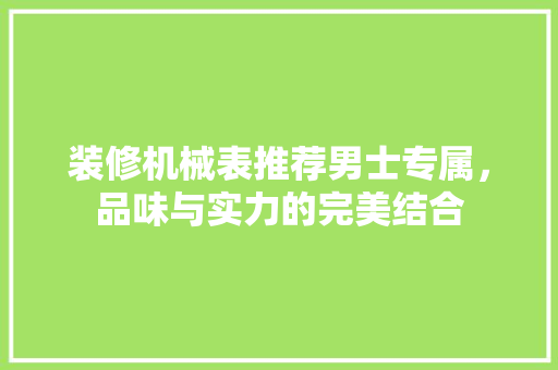 装修机械表推荐男士专属，品味与实力的完美结合