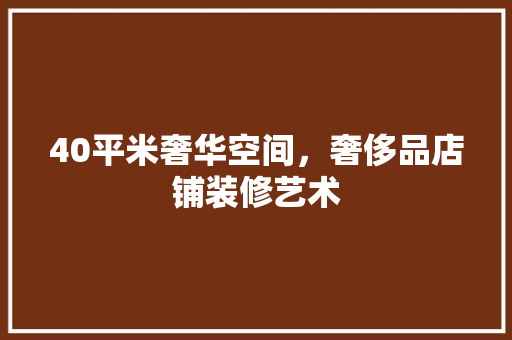 40平米奢华空间，奢侈品店铺装修艺术