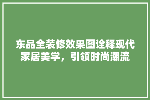 东品全装修效果图诠释现代家居美学，引领时尚潮流