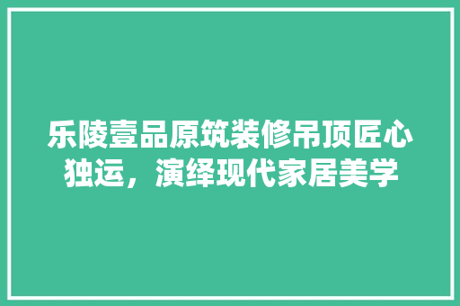 乐陵壹品原筑装修吊顶匠心独运，演绎现代家居美学