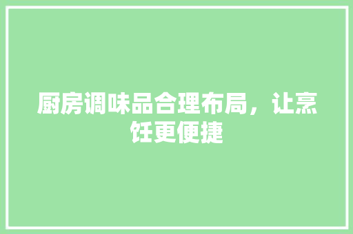 厨房调味品合理布局，让烹饪更便捷