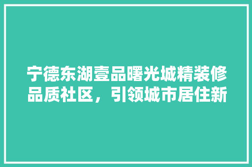 宁德东湖壹品曙光城精装修品质社区，引领城市居住新潮流