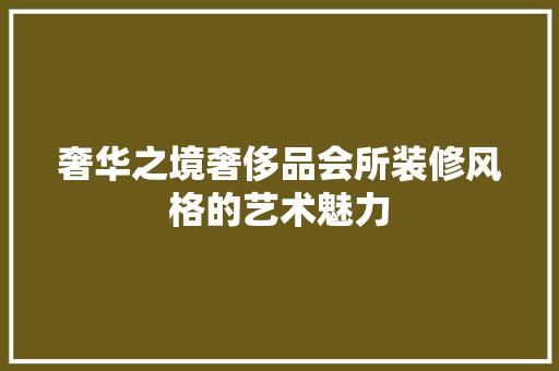 奢华之境奢侈品会所装修风格的艺术魅力