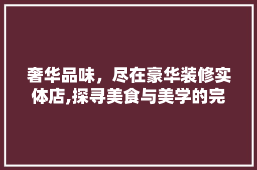 奢华品味，尽在豪华装修实体店,探寻美食与美学的完美融合