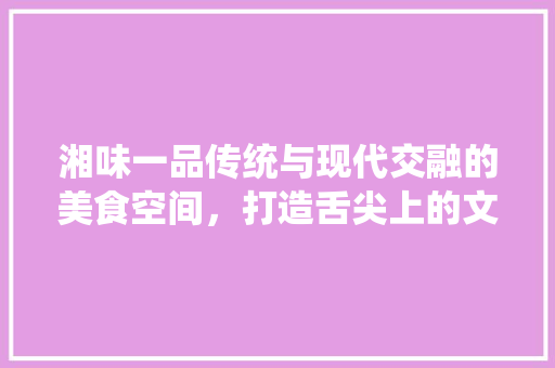 湘味一品传统与现代交融的美食空间，打造舌尖上的文化盛宴