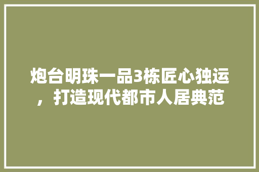 炮台明珠一品3栋匠心独运，打造现代都市人居典范