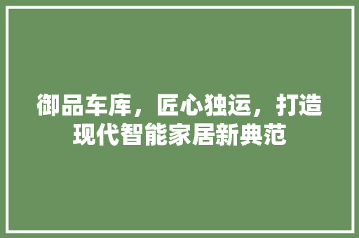 御品车库，匠心独运，打造现代智能家居新典范