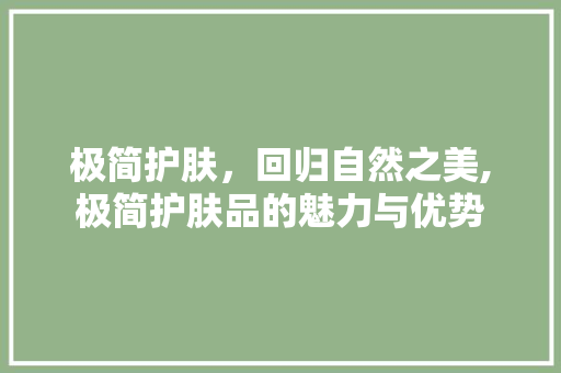极简护肤，回归自然之美,极简护肤品的魅力与优势