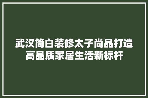 武汉简白装修太子尚品打造高品质家居生活新标杆