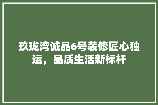 玖珑湾诚品6号装修匠心独运，品质生活新标杆  第1张