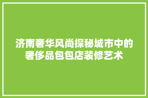 济南奢华风尚探秘城市中的奢侈品包包店装修艺术