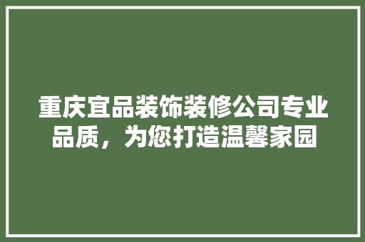 重庆宜品装饰装修公司专业品质，为您打造温馨家园  第1张