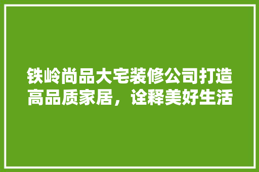 铁岭尚品大宅装修公司打造高品质家居，诠释美好生活  第1张