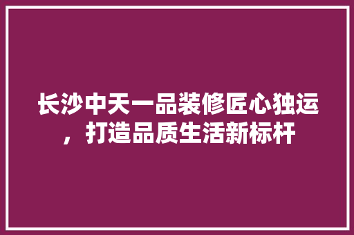 长沙中天一品装修匠心独运，打造品质生活新标杆  第1张